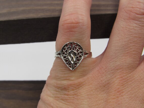Size 6 Sterling Silver Rustic Odd Pattern Diamond… - image 4