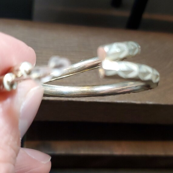 Sterling Silver Cool Pattern Large Open Hoop Earr… - image 3