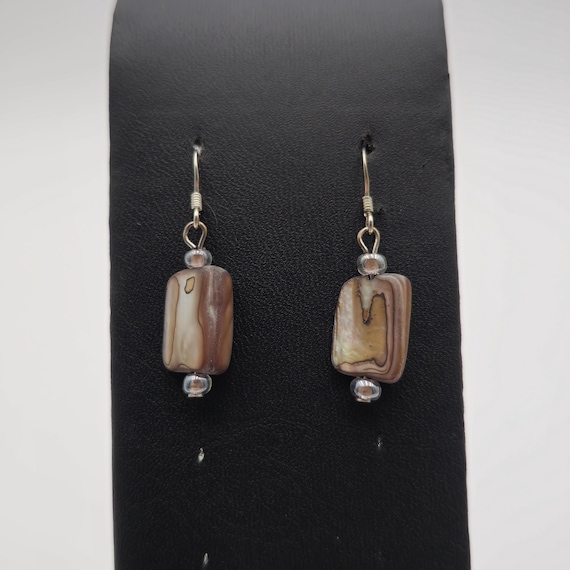 Sterling Silver Unique Shell Dangle Earrings A1949 - image 1