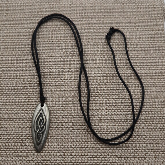 Handmade Cord And Rustic Celtic Pattern Pendant N… - image 1