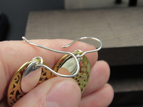Sterling Silver Oval Complex Pattern Dangle Earri… - image 3