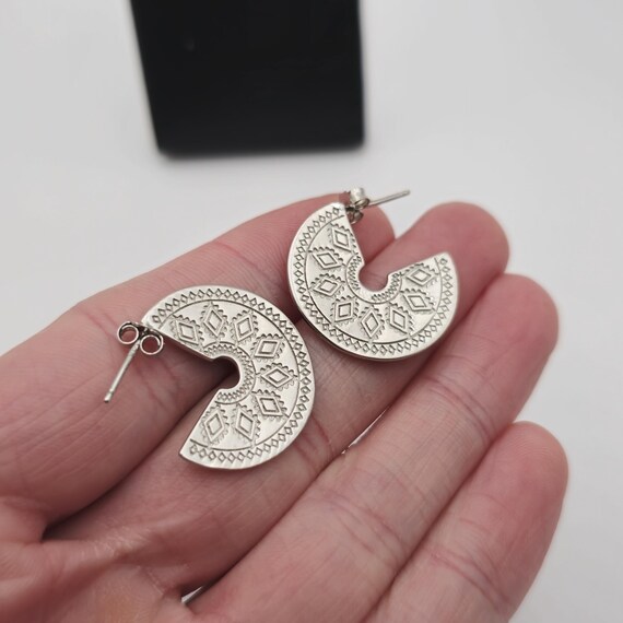 Sterling Silver Beautiful Pattern Unique Earrings… - image 2