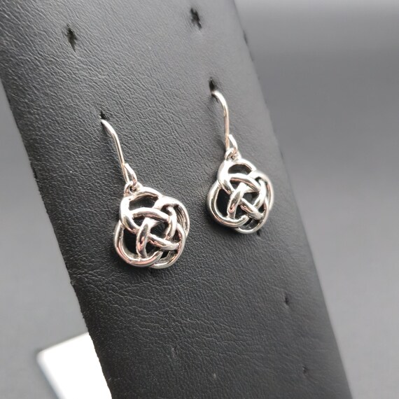Sterling Silver Celtic Knot Pattern Dangle Earrin… - image 2
