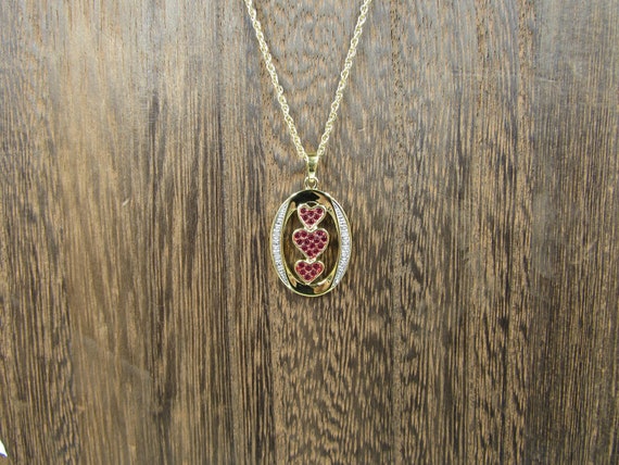 17" Gold Tone Heart Love Necklace Vintage Costume… - image 1