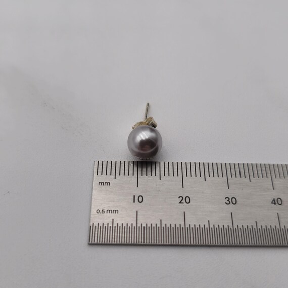 Sterling Silver Faux Silver Pearl Stud Earrings A2341 View 4