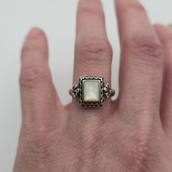 Size 7.25 Sterling Silver Solid Unique Mother Of … - image 3