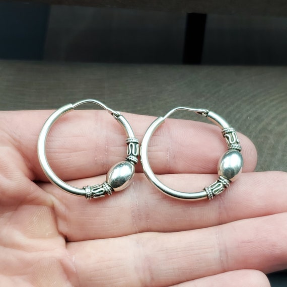 Sterling Silver Cool Quality Tribal Hoop Earrings