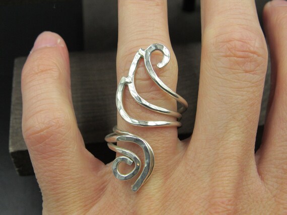 Size 7 Sterling Silver Handmade Hammered Design Finger Band Ring