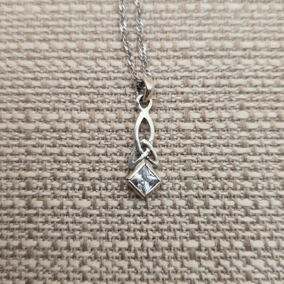 16 Inch Sterling Silver Celtic Pattern Cubic Zirc… - image 3