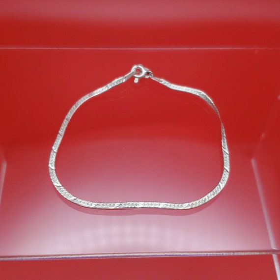 7 Inch 925 Sterling Silver Rustic Pattern Chain B… - image 2