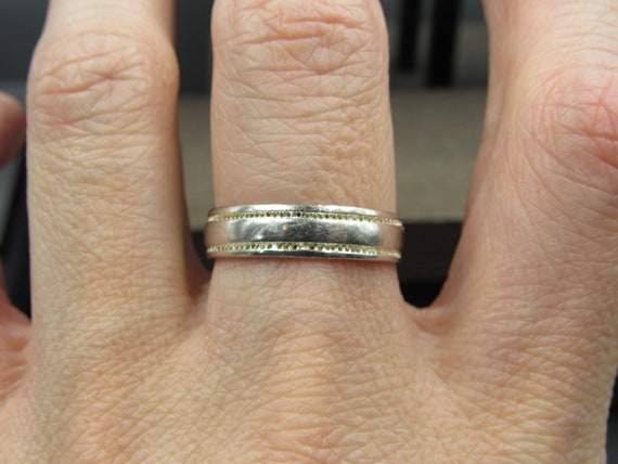 Size 9 Sterling Silver Cool Simple Pattern Unisex… - image 1