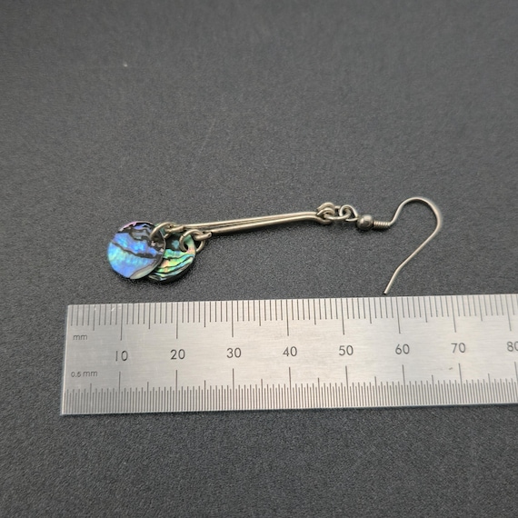 Silver Plated Over Copper Abalone Shell Long Earr… - image 4
