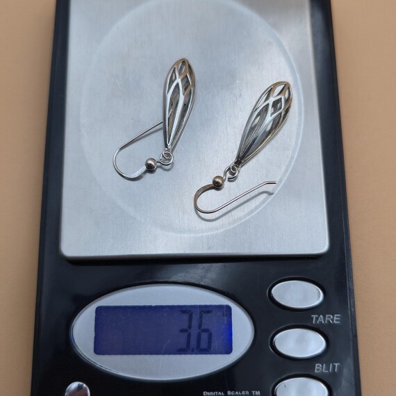 Sterling Silver Simple Design Dangle Earrings A46… - image 5