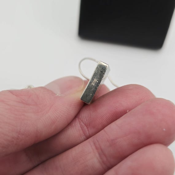 Sterling Silver Unique Shell Background Square Ea… - image 4