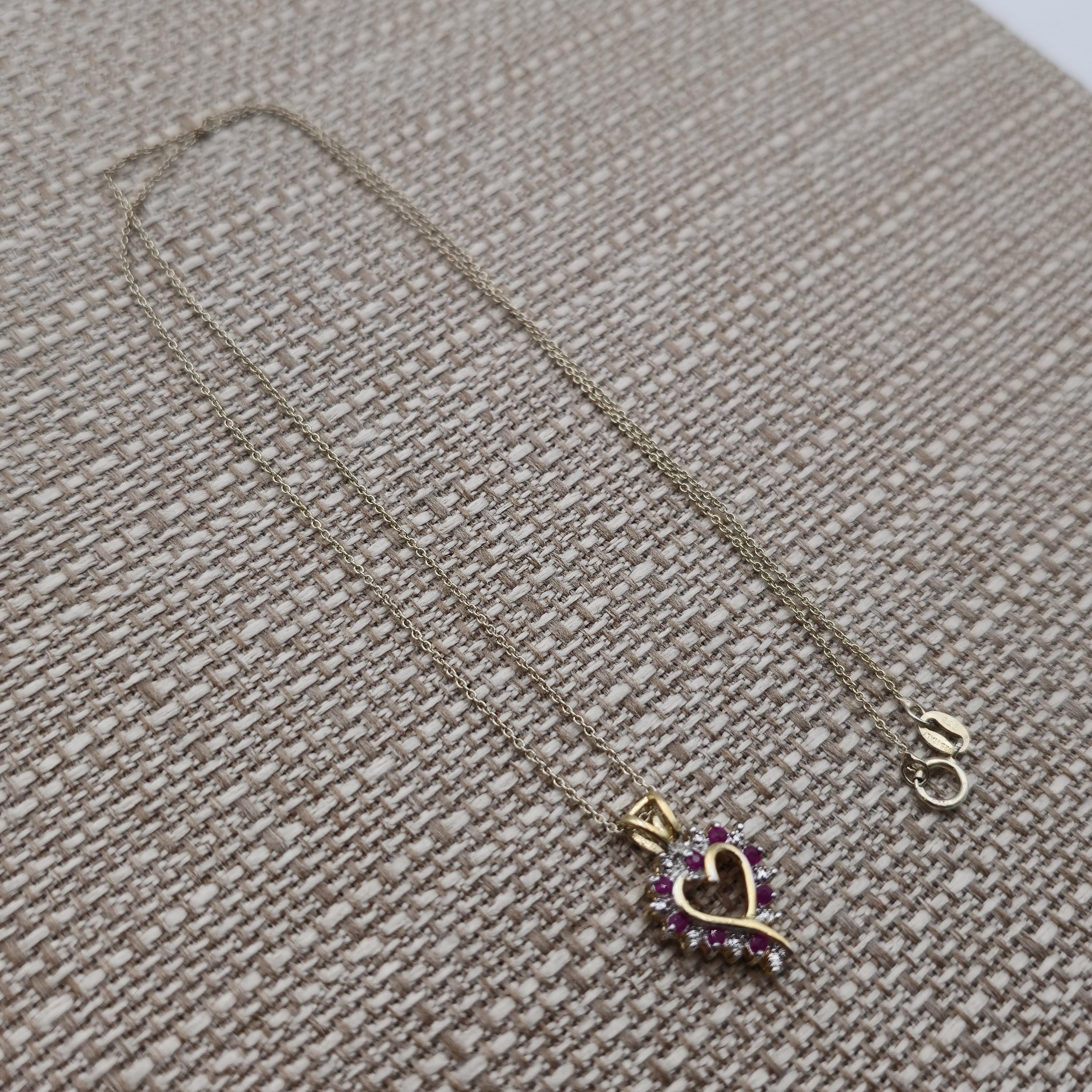 19 Inch Gold Over Sterling Silver Ruby Gems Heart Necklace A2452 - Etsy