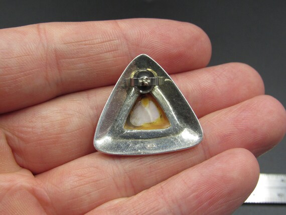Sterling Silver Triangle Shell Inlay Earrings Vin… - image 3