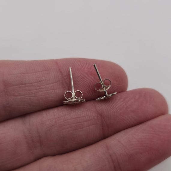 Sterling Silver Tiny Small Smiling Sun Stud Earri… - image 3