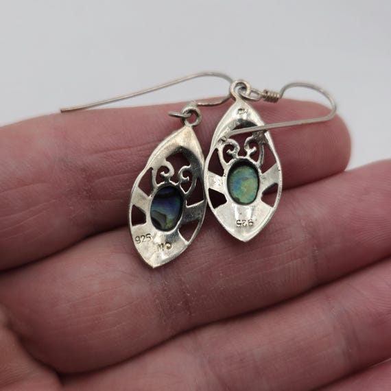 Sterling Silver Cute Abalone Shell Dangle Earring… - image 3