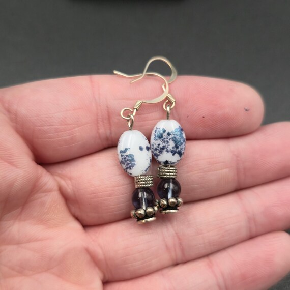 Silver Plated Worn Odd Handmade Dangle Earrings A… - image 3