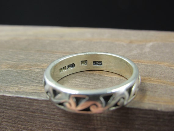 Size 7.75 Sterling Silver Solid Beach Waves Band … - image 3