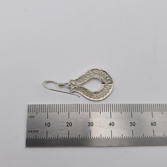 Sterling Silver Unique Design Pattern Dangle Earr… - image 4