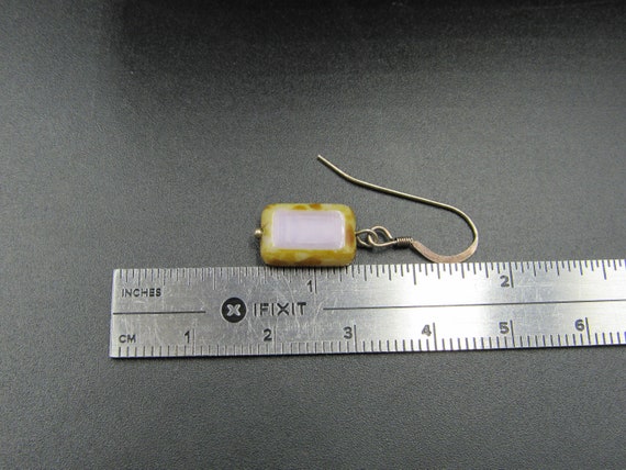 Sterling Silver Small Weird Rectangle Stone Earri… - image 4