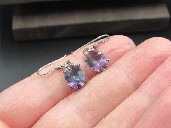 Sterling Silver Rustic Rainbow Quartz Gem Earring… - image 2