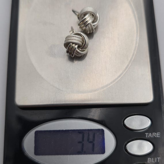 Sterling Silver Solid Textured Knot Stud Earrings… - image 6