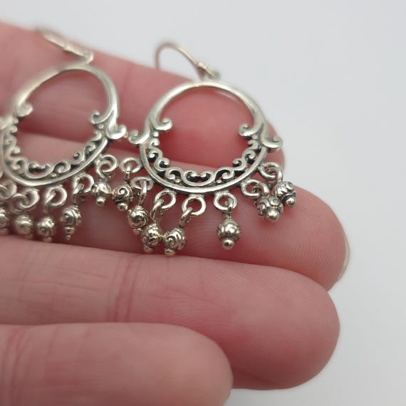 Sterling Silver Unique Pattern Hefty Earrings A11… - image 3