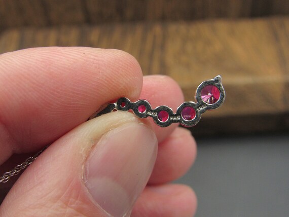 18" Sterling Silver Red Ruby String Necklace Vint… - image 3