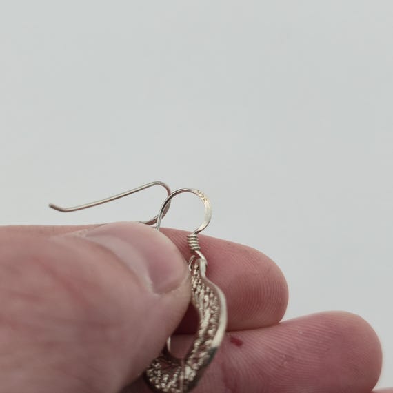 Sterling Silver Unique Design Pattern Dangle Earr… - image 3