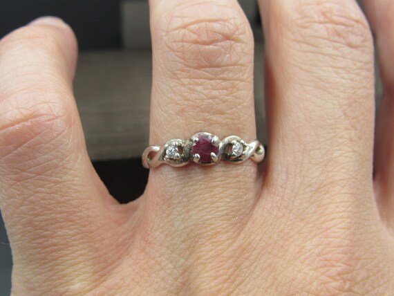 Size 7 Sterling Silver Rustic Rough Ruby And CZ G… - image 4