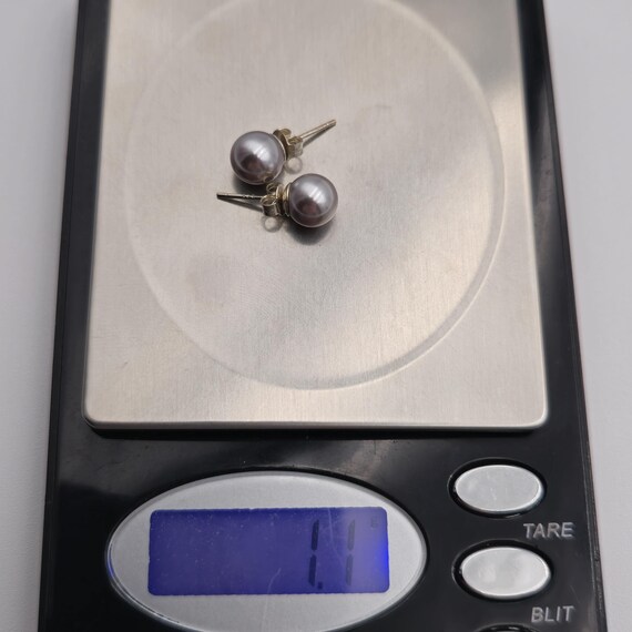 Sterling Silver Faux Silver Pearl Stud Earrings A2341 View 5