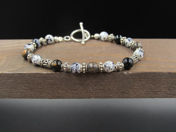 7" Sterling Silver Cool Pattern Two Different Sto… - image 1