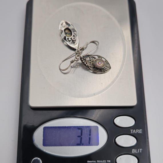 Sterling Silver Abalone Shell Rustic Dangle Earri… - image 6