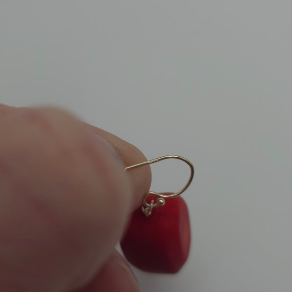 925 Sterling Silver Large Chunky Red Shell Dangle… - image 4