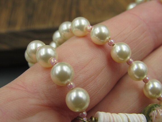 24" Sterling Silver Faux Pearl With Shells And St… - image 4