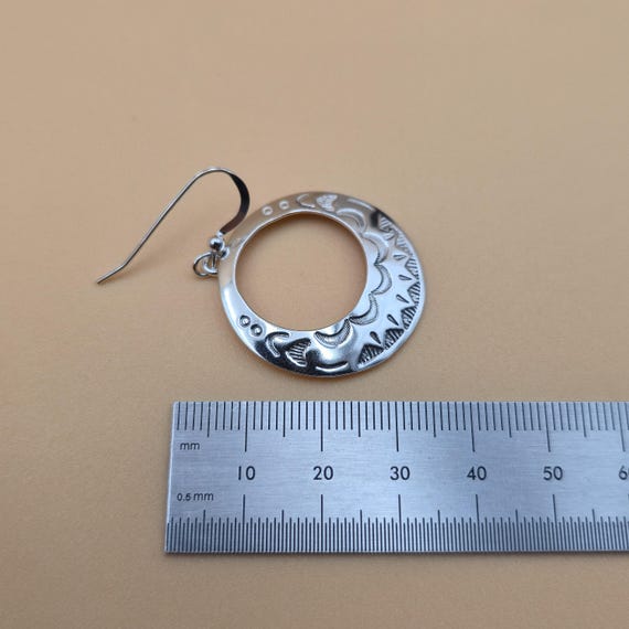 Sterling Silver Native Style Pattern Dangle Earri… - image 4