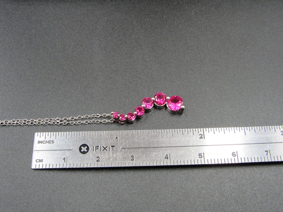 18" Sterling Silver Red Ruby String Necklace Vint… - image 5