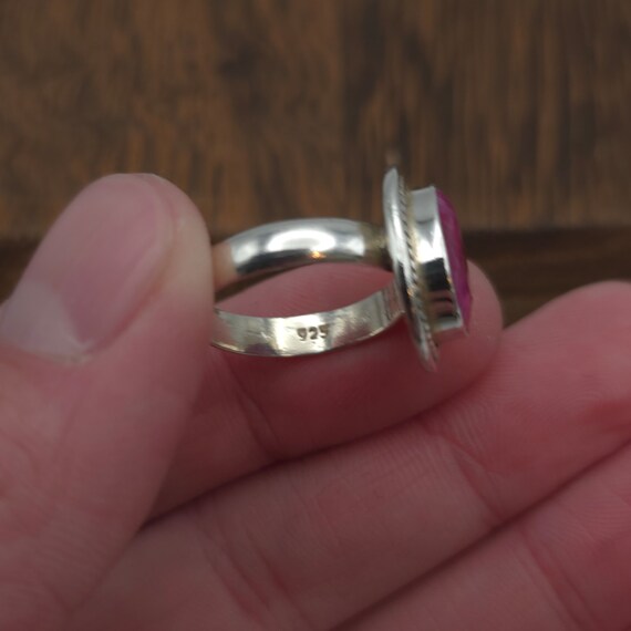 Size 7 Sterling Silver Faceted Rough Ruby Stone R… - image 4