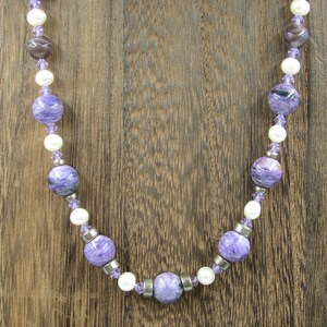 17&quot; Sterling Silver Pearl & Purple Stone Necklace Vintage Minimalist Everyday Beautiful Sexy Special Gift Idea Bohemian Cute Cool