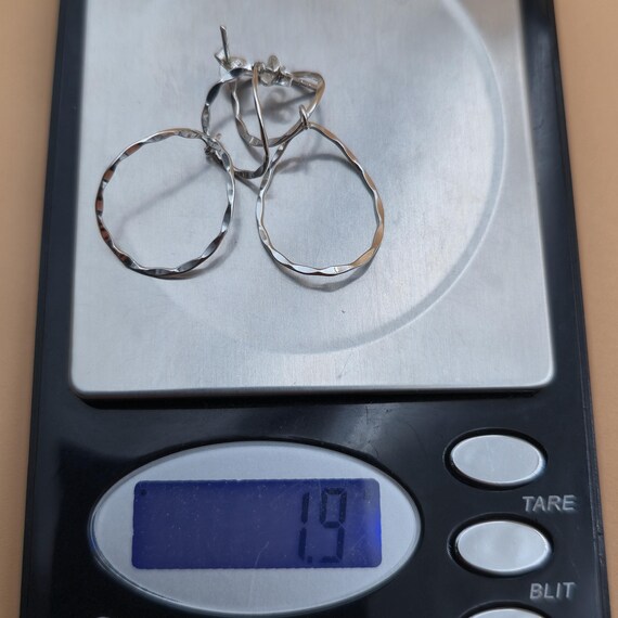 Sterling Silver Stylish Hammered Dangle Earrings … - image 6