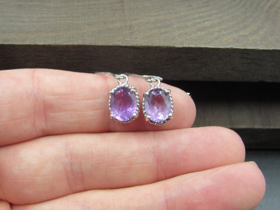 Sterling Silver Braid Pattern Amethyst Gemstone E… - image 1