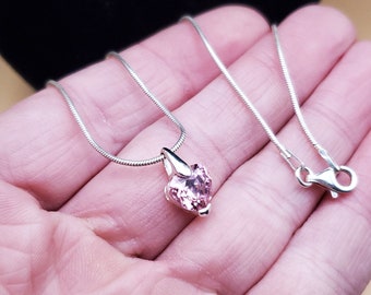 Double-Heart CZ Crystal Love Charm .925 Sterling Silver 14k GP Necklace Pendant