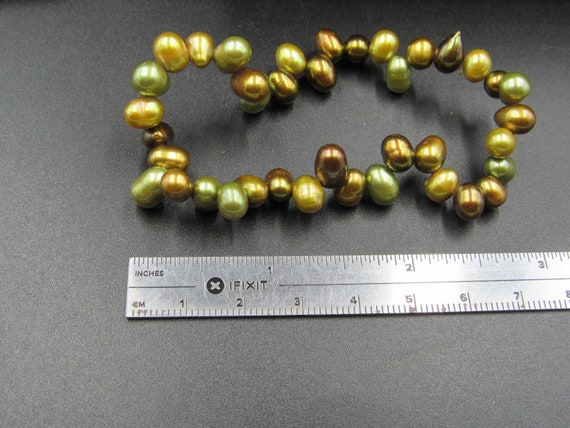 7 Inch Brown And Green Genuine Pearls Expandable … - image 4