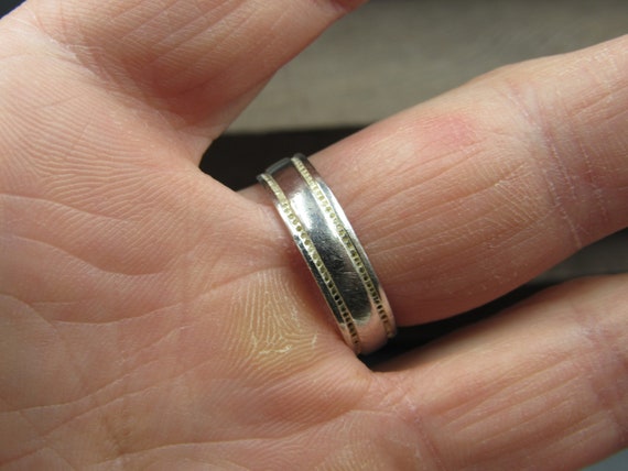 Size 9 Sterling Silver Cool Simple Pattern Unisex… - image 2