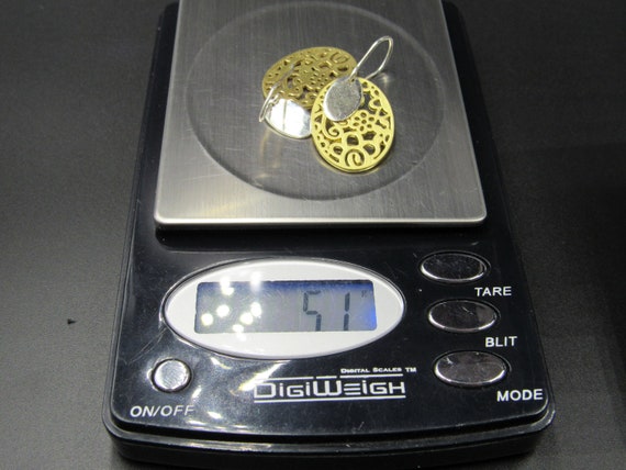 Sterling Silver Oval Complex Pattern Dangle Earri… - image 6