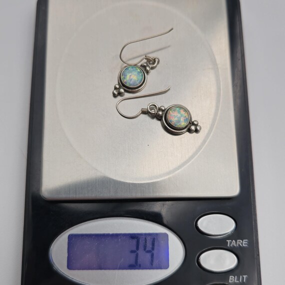 Sterling Silver Rustic Style Cute Opal Dangle Ear… - image 5