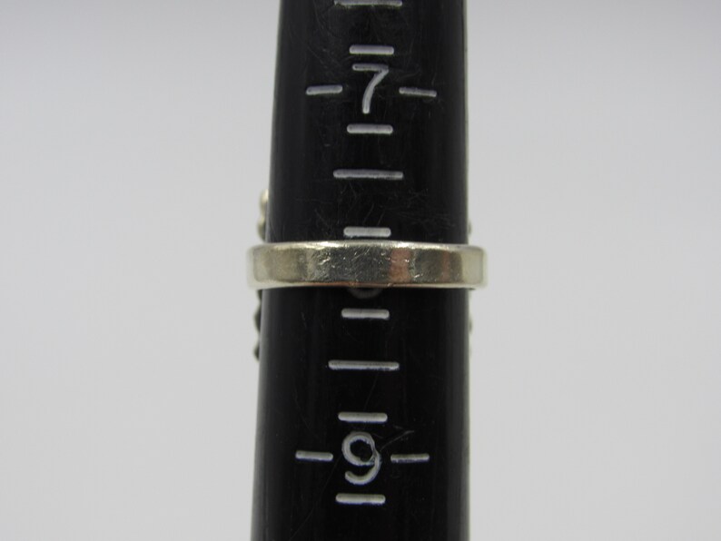 Vintage Size 8 Sterling Silver Rustic Initials Square Band Ring Cute Elegant Statement Everyday Gift Idea Stunning Minimalist Beautiful Cool