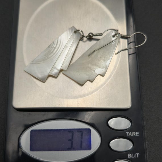 Silver Over Copper Beautiful White Shell Dangle E… - image 4